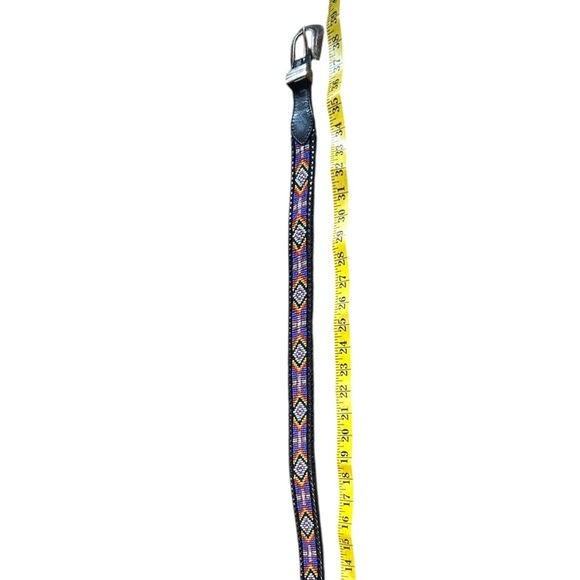 Vintage Southwestern Beaded Leather Belt Size 34 Western Boho main image 6